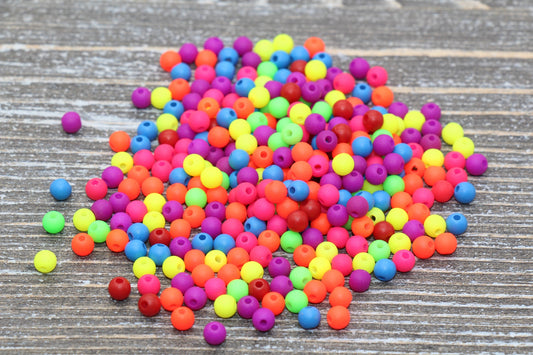 4mm Matte Round Beads, Acrylic Gumball Beads, Mixed Round Spacer Beads, Bubblegum Beads, Multicolored Spacer Beads, Plastic Round Bead #233