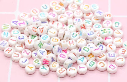 Alphabet Letter Acrylic Beads, Round Acrylic Beads, Plastic Letter Beads, Name Bracelet Beads, ABC Letter Beads, Name Beads, Name Inital 7mm