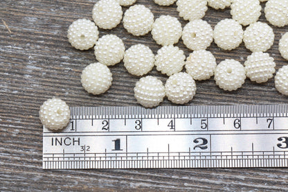 10mm White Berry Beads, Imitation Pearl Acrylic Beads, Round Acrylic Loose Beads, Bubblegum Beads, Chunky Beads, Bubble Gum Beads, #793