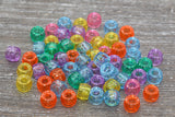 Multicolor Pony Beads, Glitter Pony Beads, Acrylic Smooth Translucent Loose Beads, Plastic Bubblegum Beads, Chunky Beads, Spacer Beads #807