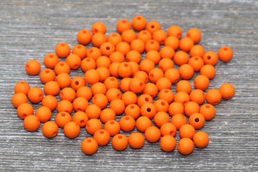 6mm Matte Orange Gumball Beads, Round Acrylic Loose Beads, Solid Bubblegum Beads, Chunky Beads, Round Plastic Beads #583