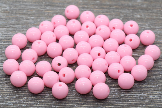 10mm Pink Gumball Beads, Round Acrylic Loose Beads, Bubblegum Beads, Chunky Beads, Gumball Beads, Smooth Plastic Round Beads #818