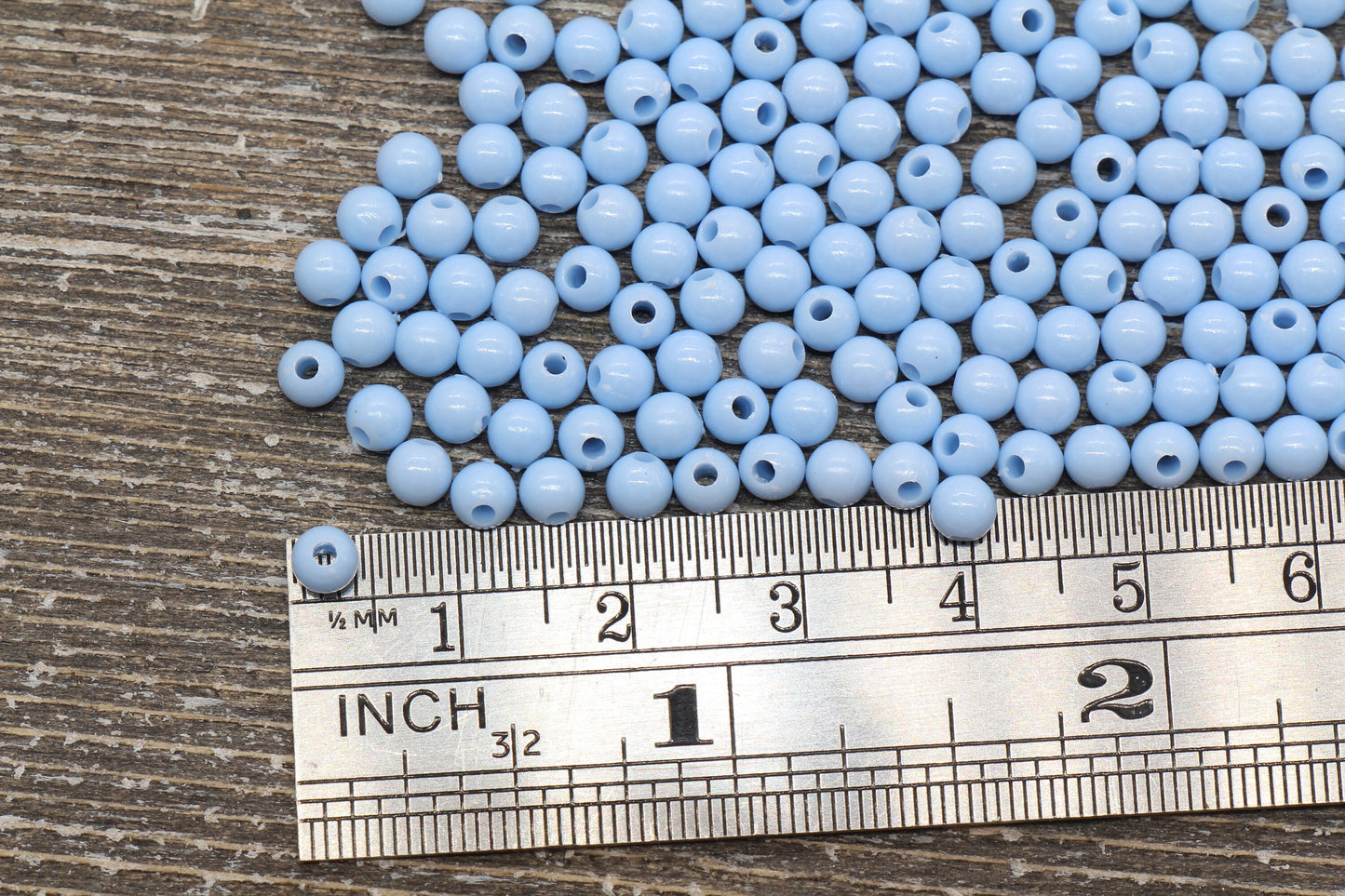 4mm Light Sky Blue Round Beads, Acrylic Gumball Beads, Blue Round Spacer Beads, Bubblegum Beads, Plastic Round Smooth Bead #833