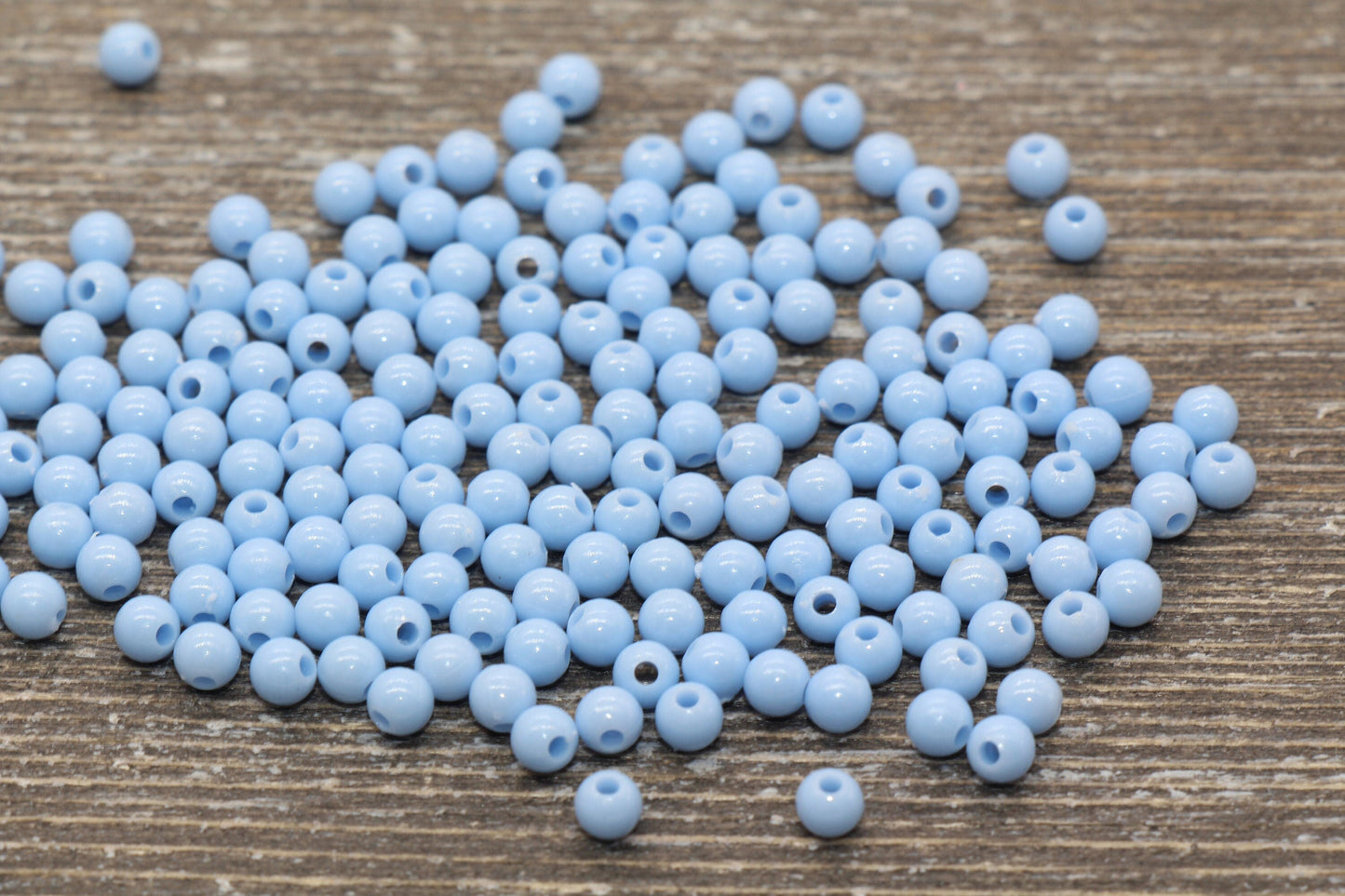 4mm Light Sky Blue Round Beads, Acrylic Gumball Beads, Blue Round Spacer Beads, Bubblegum Beads, Plastic Round Smooth Bead #833