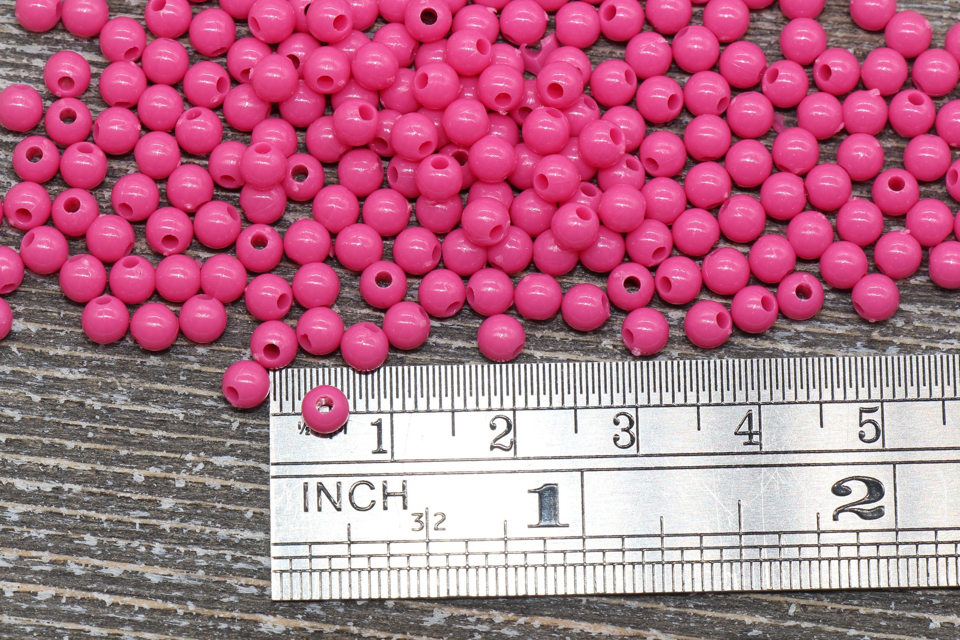 4mm Hot Pink Round Beads, Acrylic Gumball Beads, Pink Round Spacer Beads, Bubblegum Beads, Plastic Round Smooth Bead #225