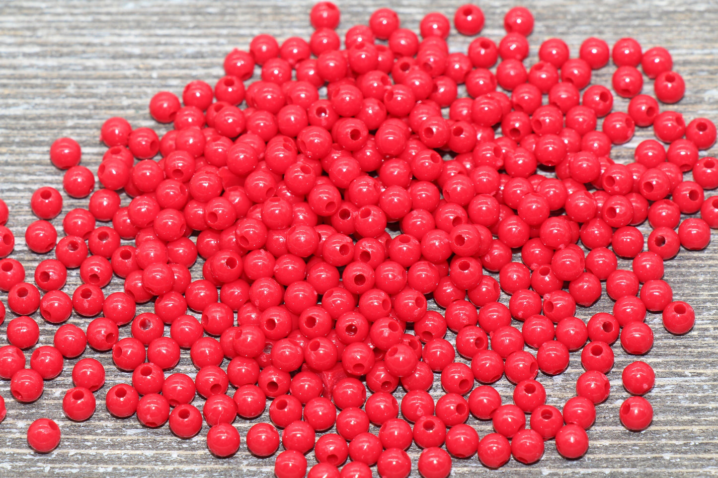 4mm Red Round Beads, Acrylic Gumball Beads, Red Round Spacer Beads, Bubblegum Beads, Plastic Round Smooth Bead #76