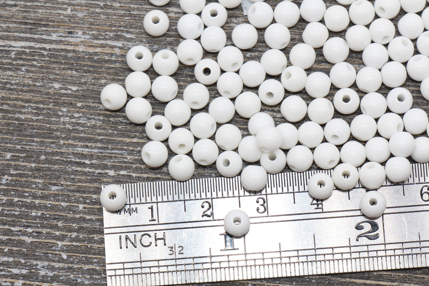 5mm White Gumball Beads, White Round Acrylic Loose Beads, Plastic Round Bubblegum Beads, Smooth Round Beads #857