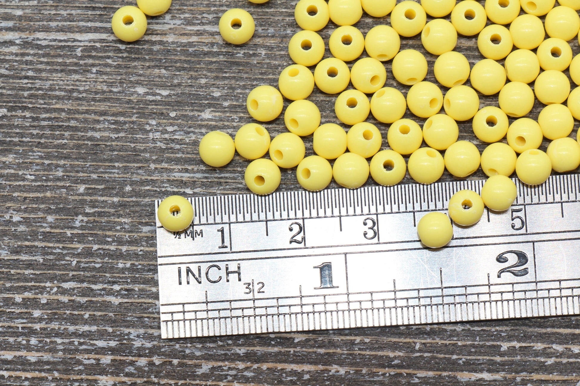 5mm Yellow Gumball Beads, Yellow Round Acrylic Loose Beads, Plastic Round Bubblegum Beads, Smooth Round Beads #863