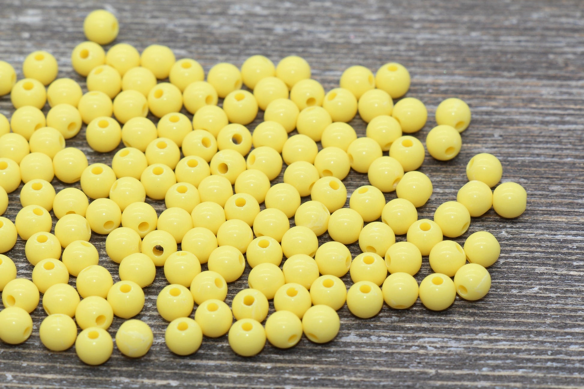 5mm Yellow Gumball Beads, Yellow Round Acrylic Loose Beads, Plastic Round Bubblegum Beads, Smooth Round Beads #863