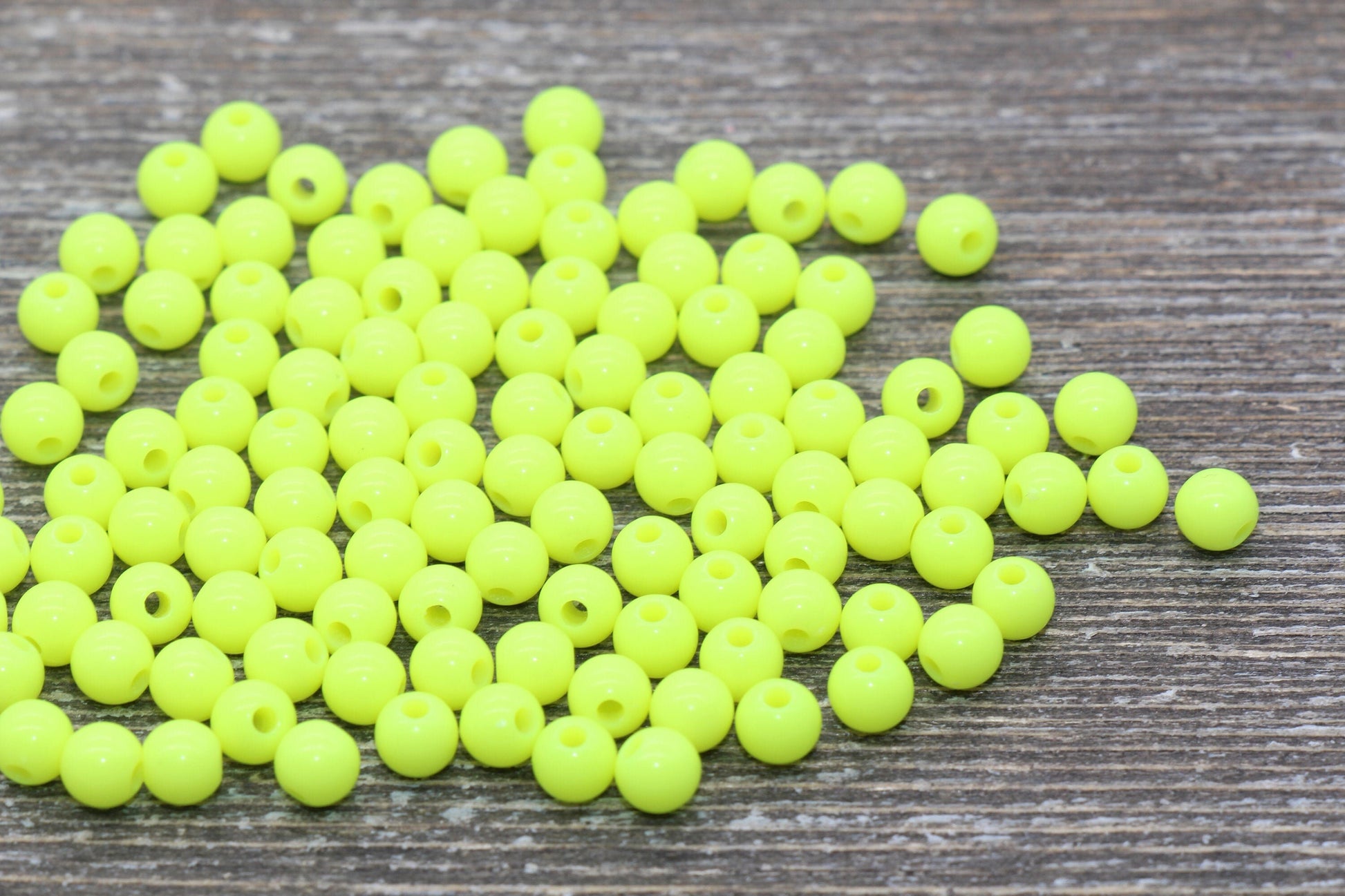 5mm Yellow Gumball Beads, Yellow Round Acrylic Loose Beads, Plastic Round Bubblegum Beads, Smooth Round Beads #864