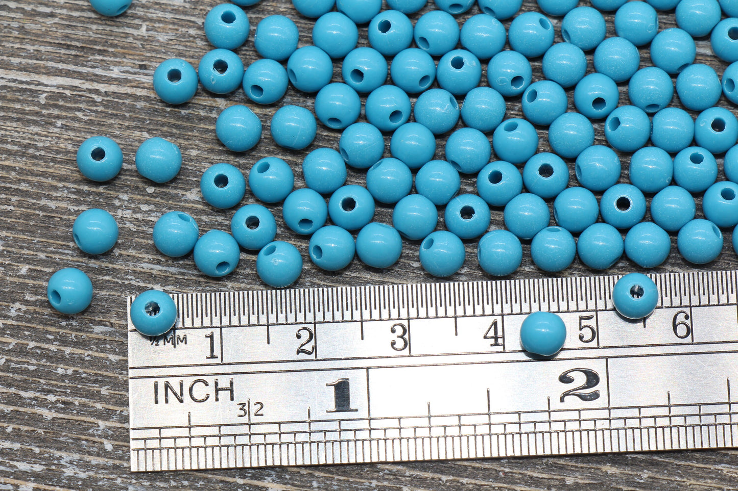 5mm Teal Gumball Beads, Teal Blue Round Acrylic Loose Beads, Plastic Round Bubblegum Beads, Smooth Round Beads #866