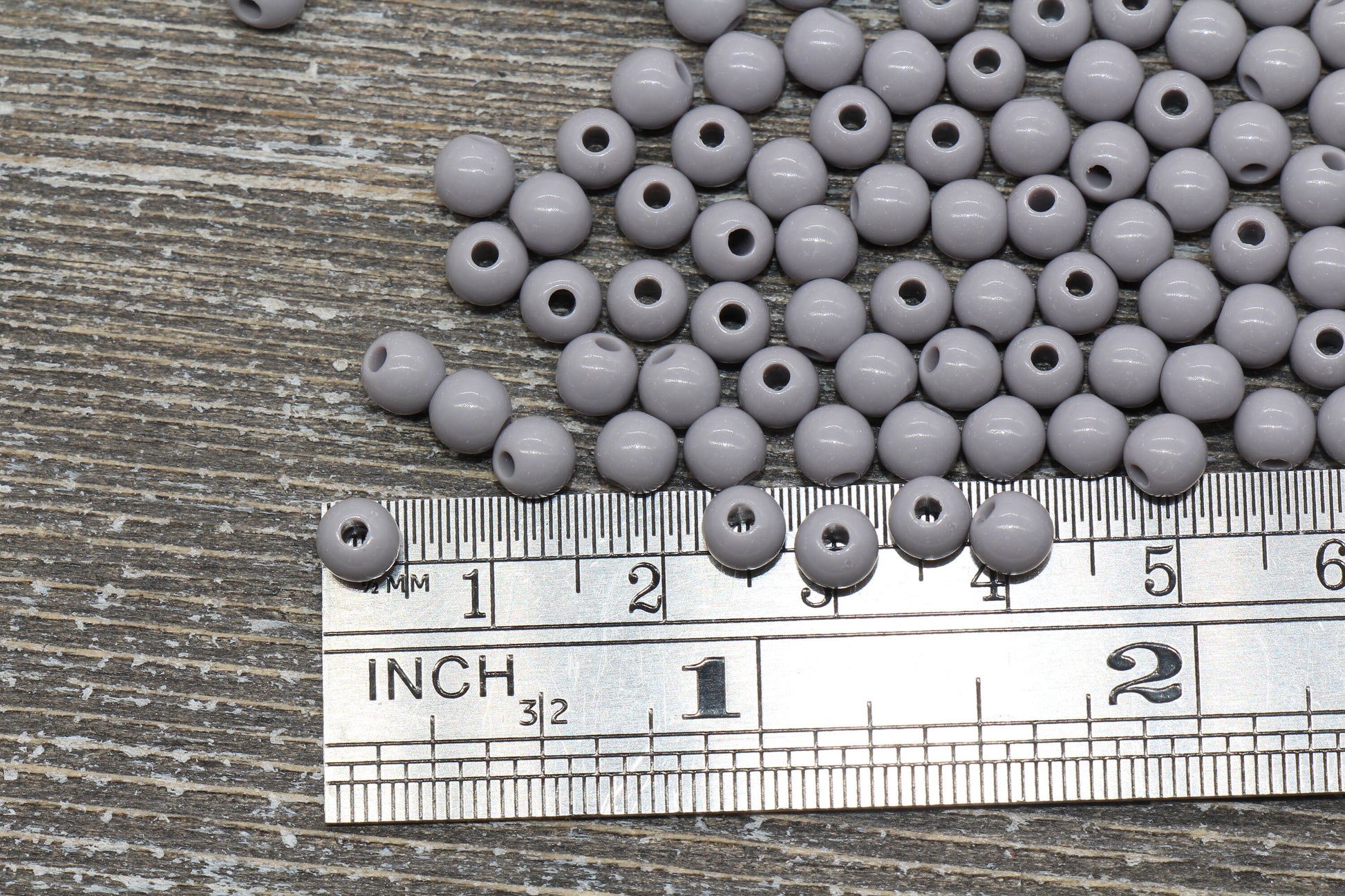 5mm Gray Gumball Beads, Gray Round Acrylic Loose Beads, Plastic Round Bubblegum Beads, Smooth Round Beads #869