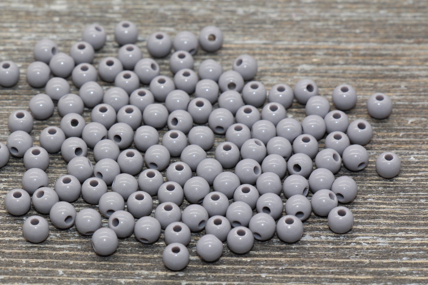 5mm Gray Gumball Beads, Gray Round Acrylic Loose Beads, Plastic Round Bubblegum Beads, Smooth Round Beads #869