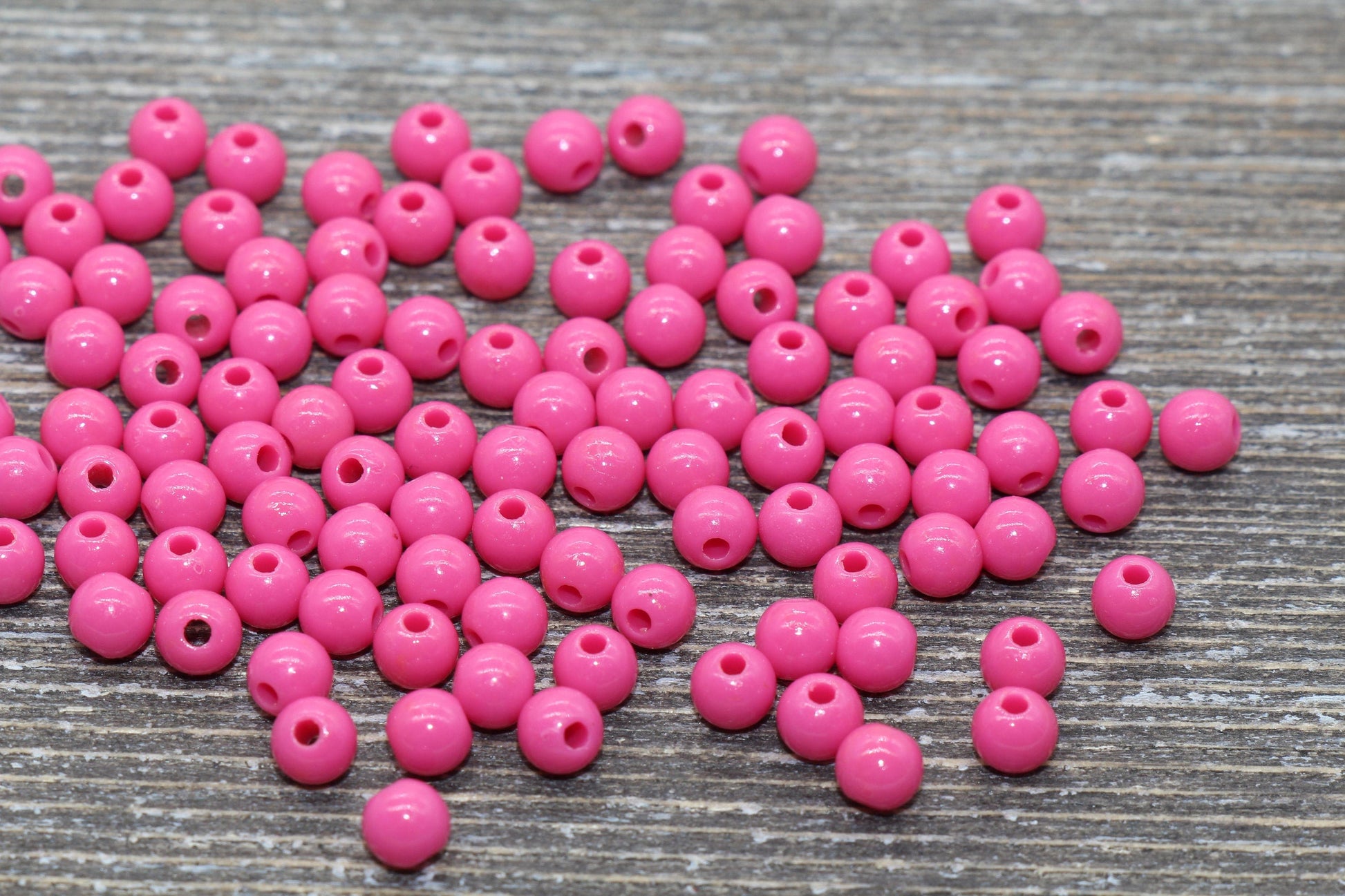 5mm Pink Gumball Beads, Pink Round Acrylic Loose Beads, Plastic Round Bubblegum Beads, Smooth Round Beads #872