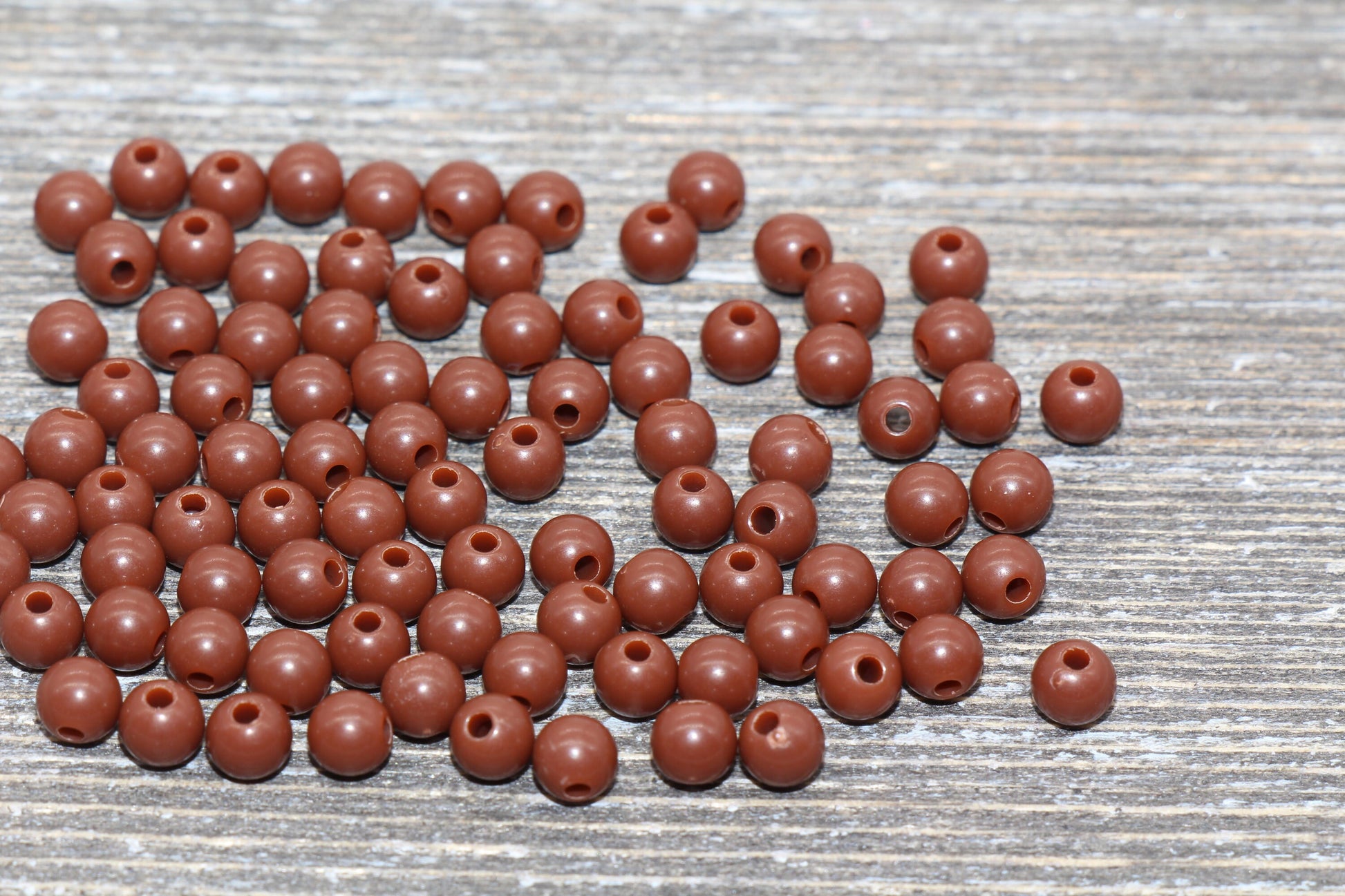 5mm Brown Gumball Beads, Brown Round Acrylic Loose Beads, Plastic Round Bubblegum Beads, Smooth Round Beads #873