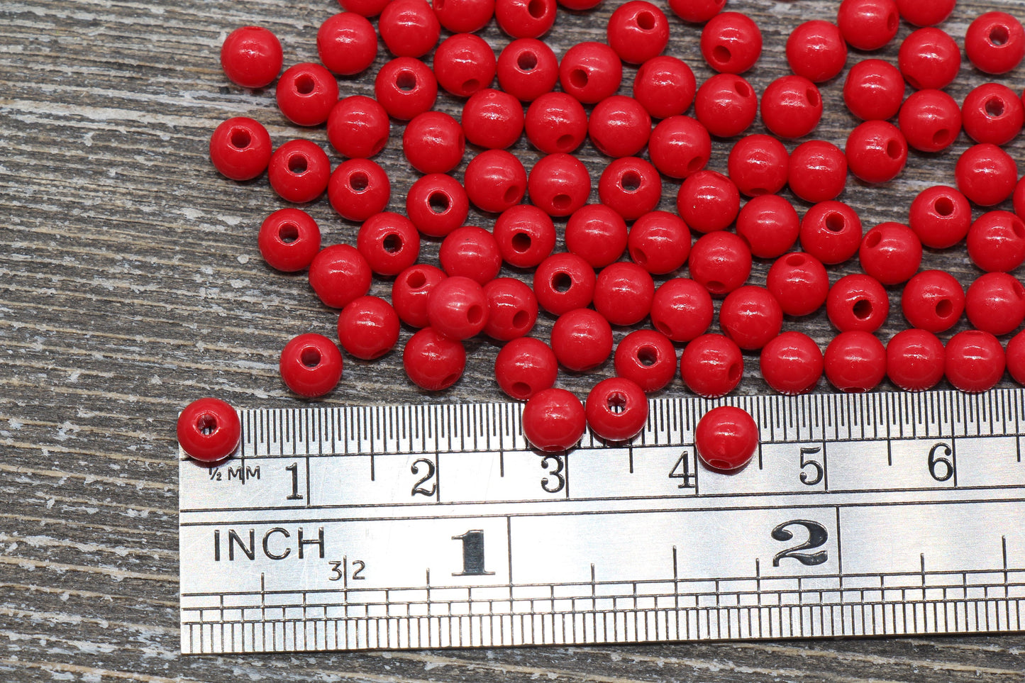 5mm Red Gumball Beads, Red Round Acrylic Loose Beads, Plastic Round Bubblegum Beads, Smooth Round Beads #875