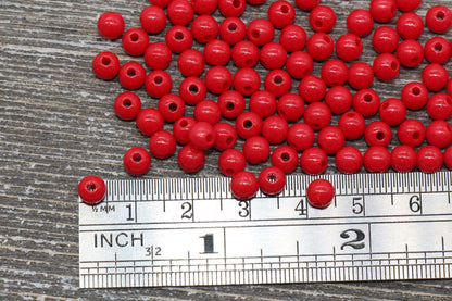 5mm Red Gumball Beads, Red Round Acrylic Loose Beads, Plastic Round Bubblegum Beads, Smooth Round Beads #875