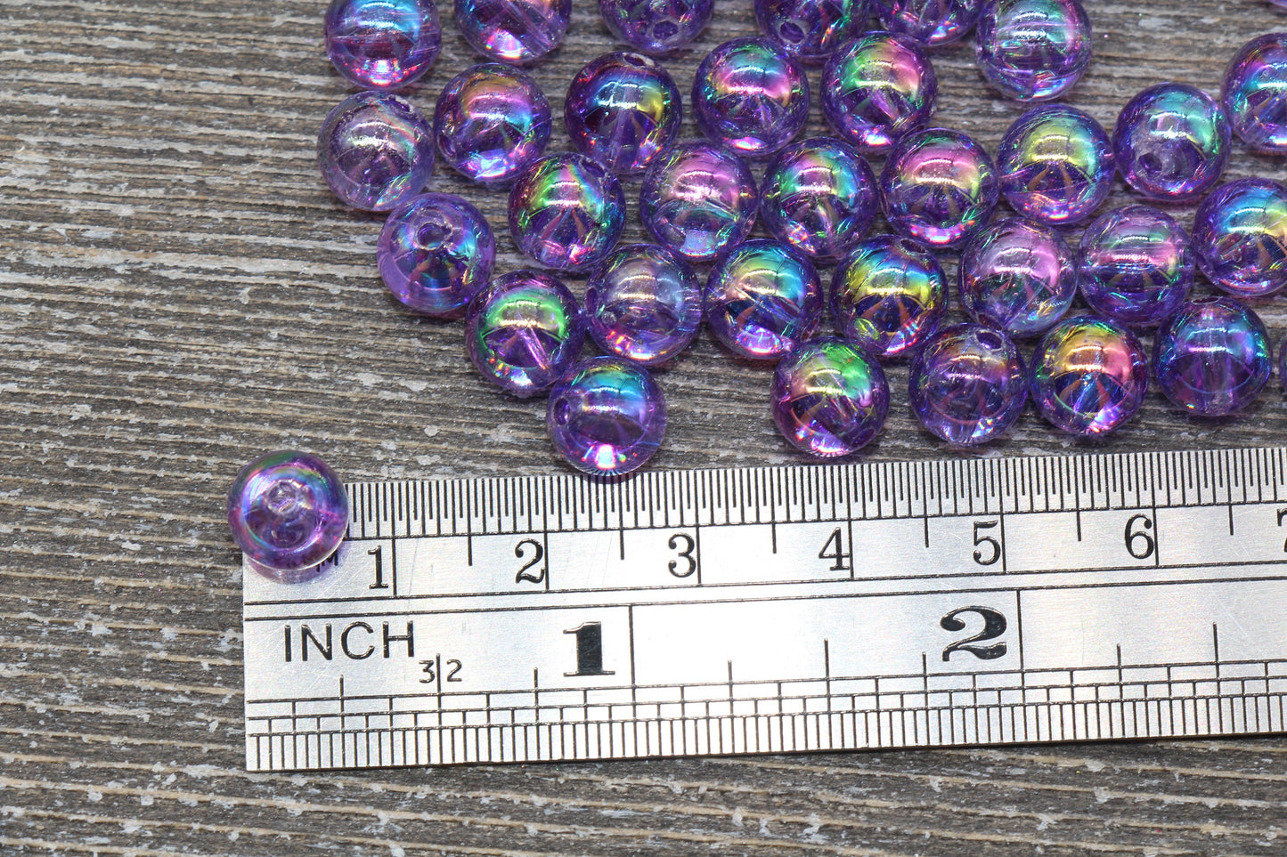 8mm Purple AB Round Beads, Iridescent Acrylic Gumball Beads, Transparent Round Spacer Beads, Bubblegum Beads, Plastic Round Bead #922