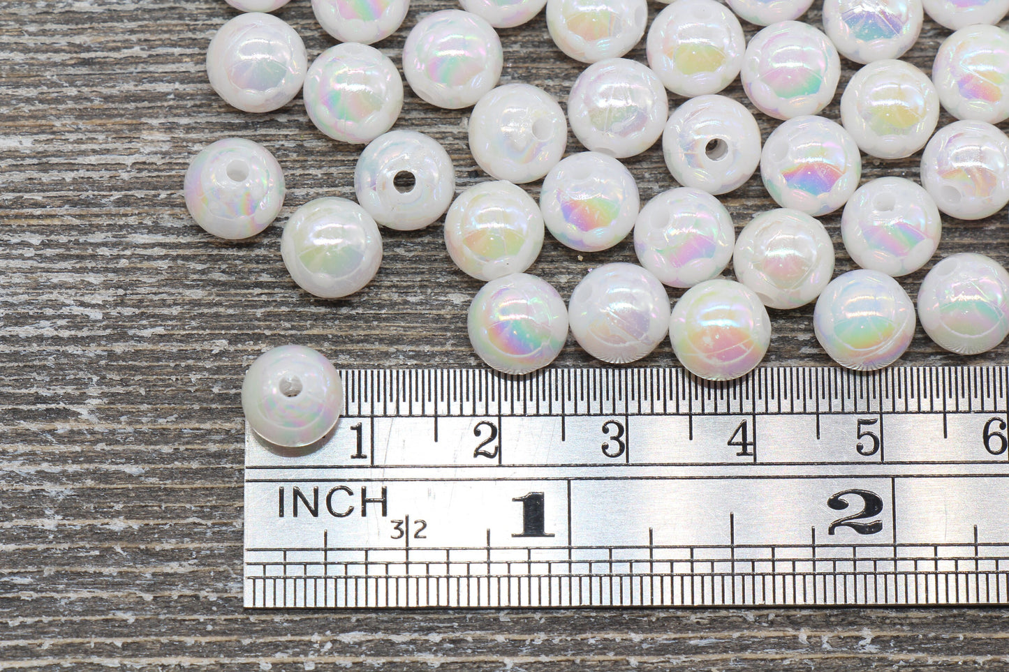 8mm White AB Round Beads, Iridescent Acrylic Gumball Beads, White Round Spacer Beads, Bubblegum Beads, Plastic Round Bead #925