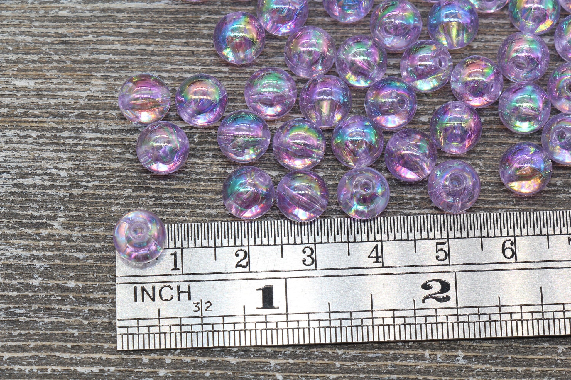 8mm Light Purple AB Round Beads, Iridescent Acrylic Gumball Beads, Transparent Round Spacer Beads, Bubblegum Beads, Plastic Round Bead #928