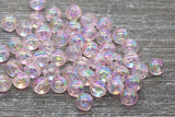 8mm Baby Pink AB Round Beads, Iridescent Acrylic Gumball Beads, Transparent Round Spacer Beads, Bubblegum Beads, Plastic Round Bead #930