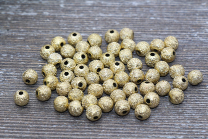 6mm Stardust Beads, Wrinkle Gumball Beads, Gold Round Acrylic Loose Beads, Bubblegum Beads, Chunky Beads, Bubble Gum Beads, #893