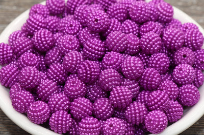 10mm Purple Berry Beads, Imitation Pearl Acrylic Beads, Round Acrylic Loose Beads, Bubblegum Beads, Chunky Beads, Bubble Gum Beads, #795