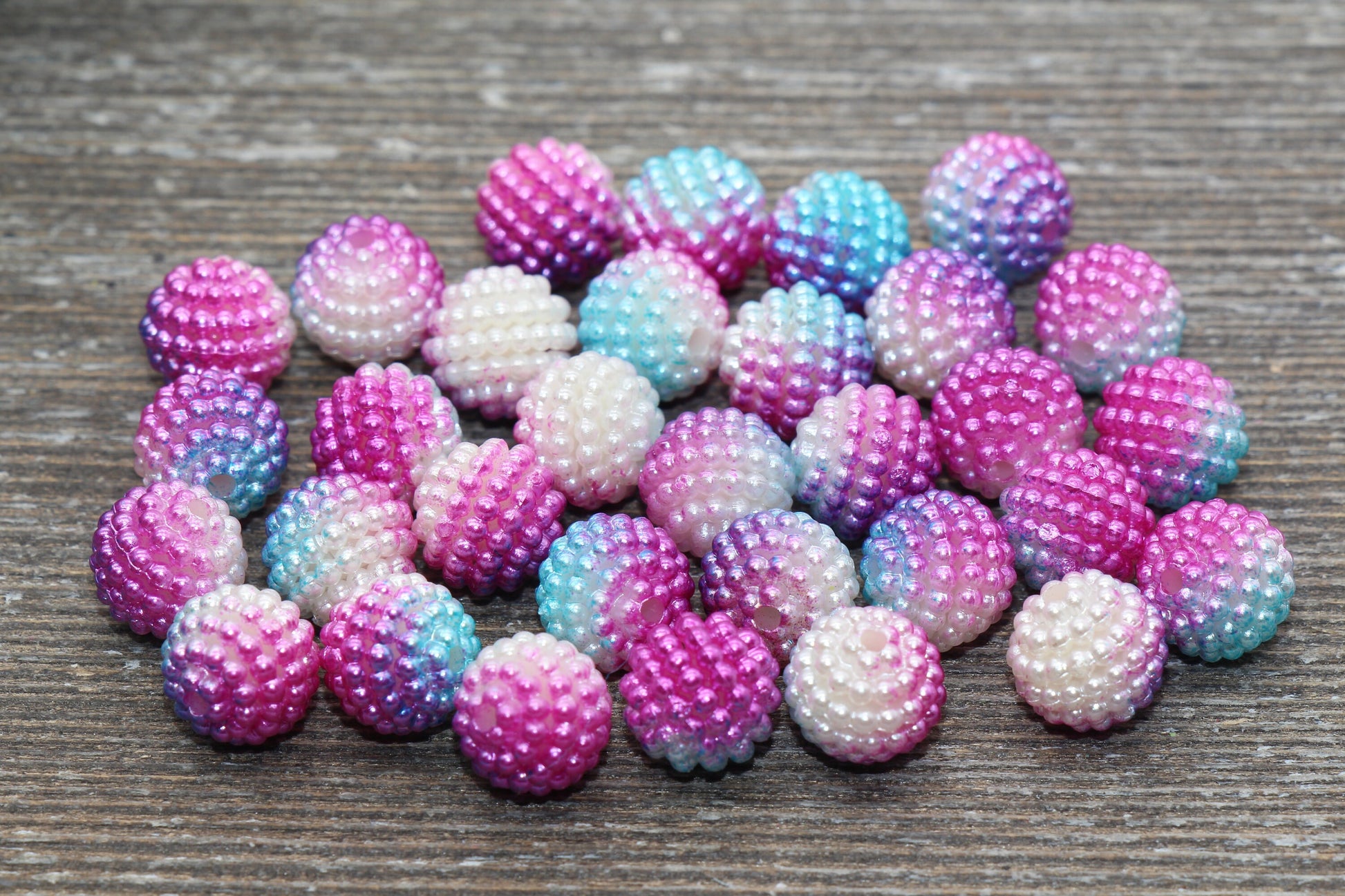 10mm Ombre Berry Beads, Imitation Pearl Acrylic Beads, Pearly Round Acrylic Loose Beads, Bubblegum Beads, Chunky Beads, #803