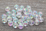 10mm Clear AB Round Beads, Iridescent Acrylic Gumball Beads, Transparent Round Spacer Beads, Bubblegum Beads, Plastic Round Bead #935