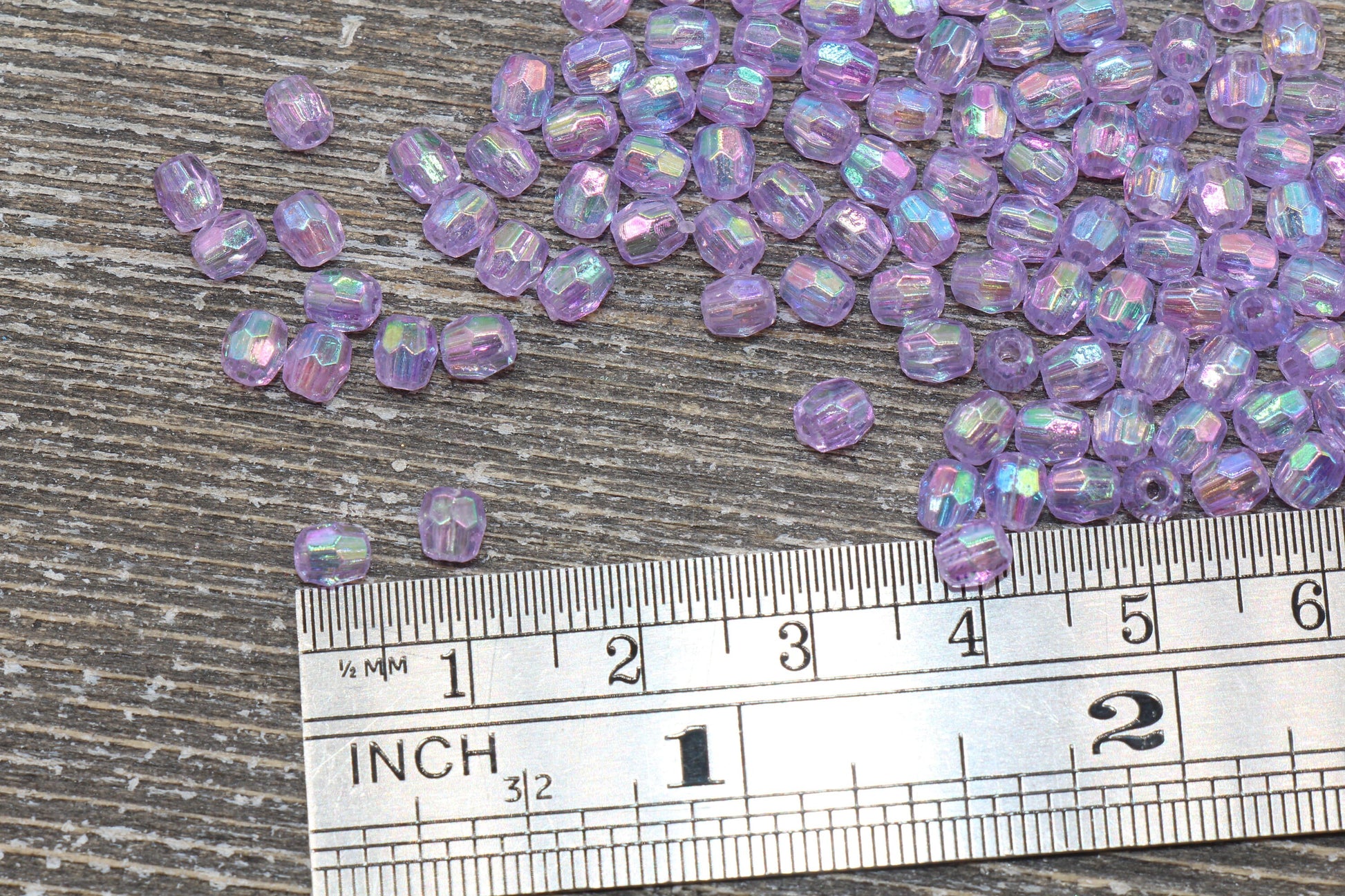 4mm Light Purple AB Faceted Beads, Iridescent Acrylic Gumball Beads, Light Purple Faceted Spacer Beads, Bubblegum Beads, Rainbow Bead #952