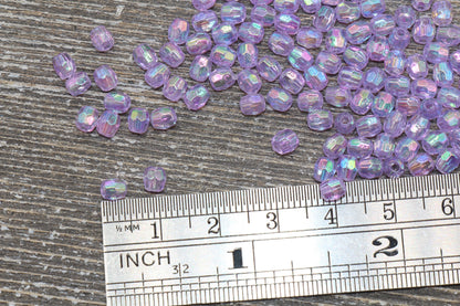 4mm Light Purple AB Faceted Beads, Iridescent Acrylic Gumball Beads, Light Purple Faceted Spacer Beads, Bubblegum Beads, Rainbow Bead #952