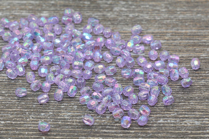 4mm Light Purple AB Faceted Beads, Iridescent Acrylic Gumball Beads, Light Purple Faceted Spacer Beads, Bubblegum Beads, Rainbow Bead #952