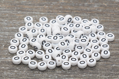 Sold in Individual Number, White and Black Number Beads, Plastic White Number Beads, Flat Round Acrylic Number Beads, Size 7mm