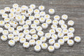 7mm White Gold Acrylic Number Beads