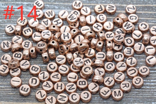 7mm White Black Acrylic Letter Beads