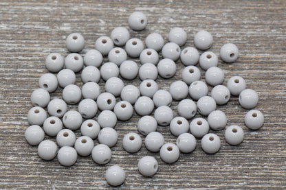 6mm Gray Gumball Beads, Round Acrylic Blue Loose Beads, Bubblegum Beads, Chunky Beads, Bubble Gum Beads, Smooth Round Beads #822