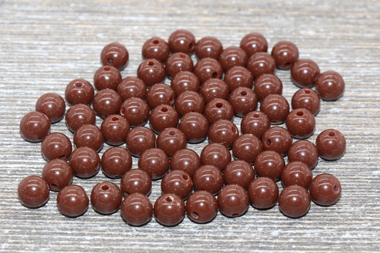 8mm Brown Gumball Beads, Round Acrylic Loose Beads, Bubblegum Beads, Chunky Beads, Bubble Gum Beads, Smooth Plastic Round Beads #825