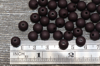 8mm Matte Black Gumball Beads, Round Acrylic Loose Beads, Bubblegum Beads, Chunky Beads, Bubble Gum Beads, Smooth Plastic Round Beads #827