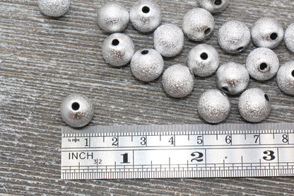 12mm Stardust Beads, Wrinkle Gumball Beads, Silver Round Acrylic Loose Beads, Bubblegum Beads, Chunky Beads, Bubble Gum Beads, #976