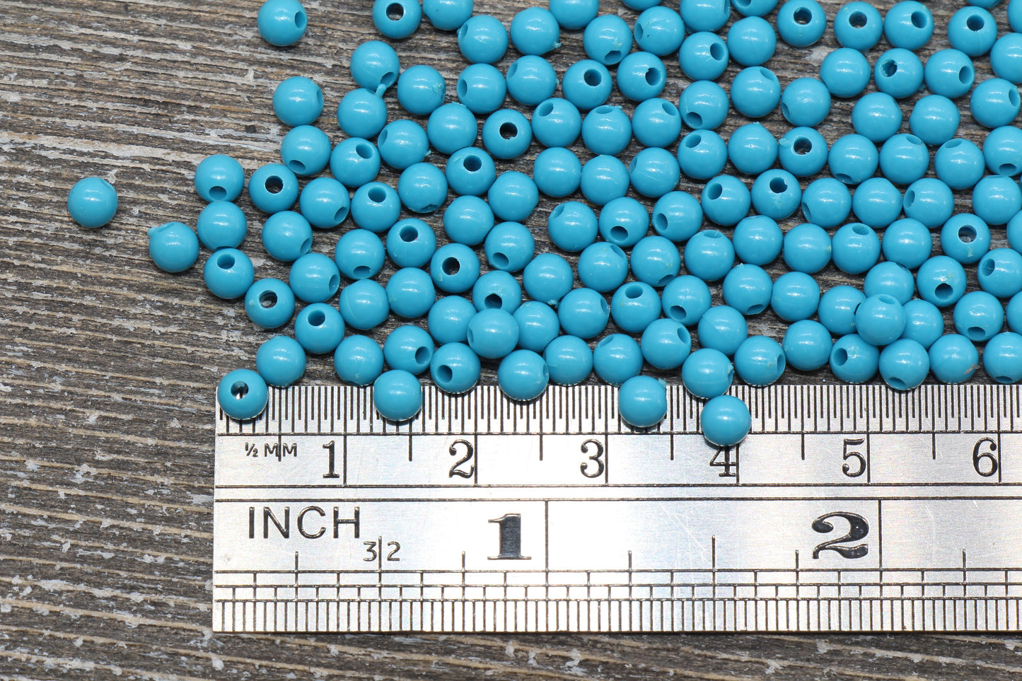 4mm Teal Blue Round Beads, Acrylic Gumball Beads, Blue Round Spacer Beads, Bubblegum Beads, Plastic Round Smooth Bead #834