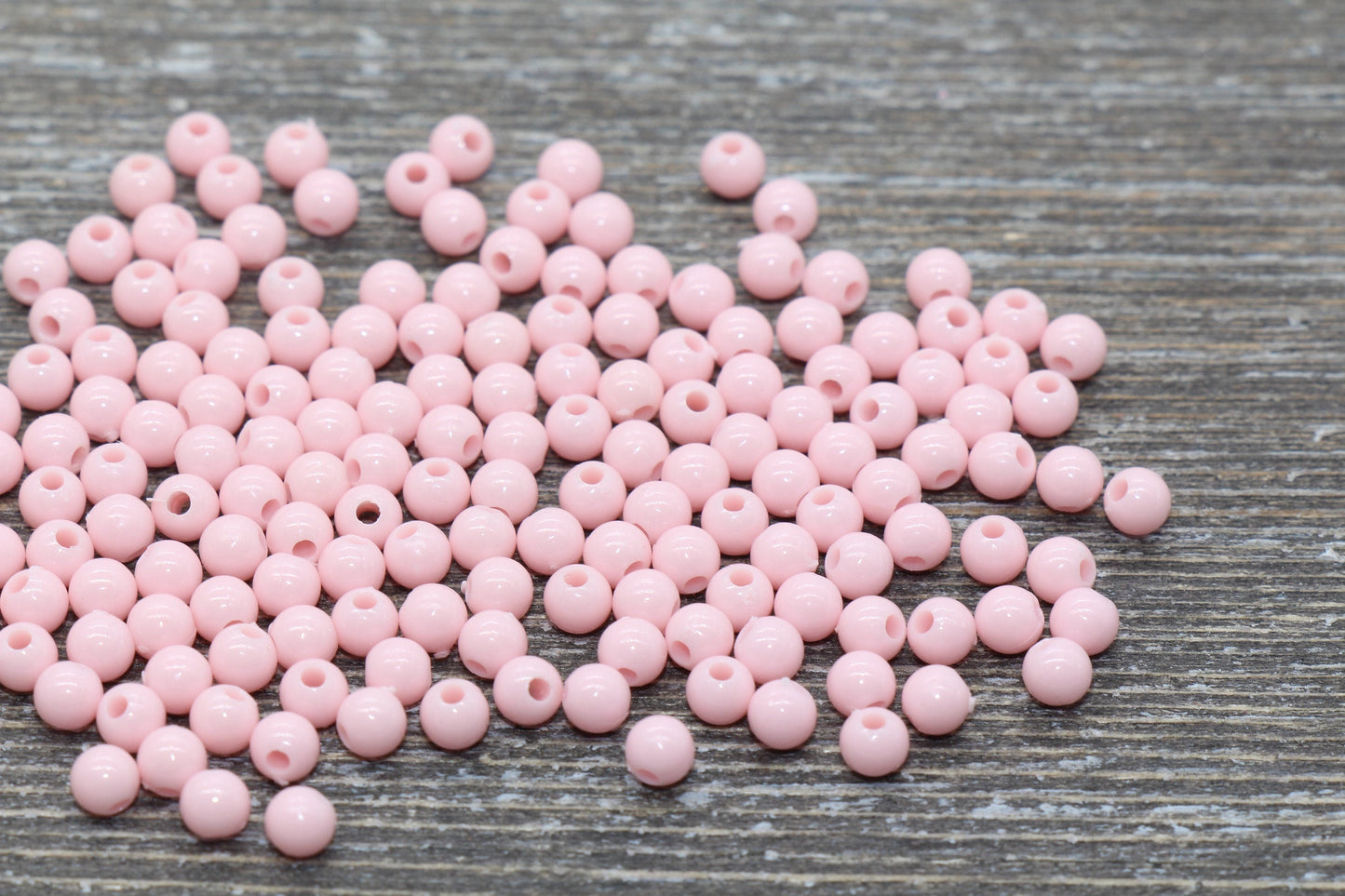 4mm Baby Pink Round Beads, Acrylic Gumball Beads, Pink Round Spacer Beads, Bubblegum Beads, Plastic Round Smooth Bead #836