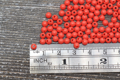 4mm Red Orange Round Beads, Acrylic Gumball Beads, Round Spacer Beads, Bubblegum Beads, Plastic Round Smooth Bead #837