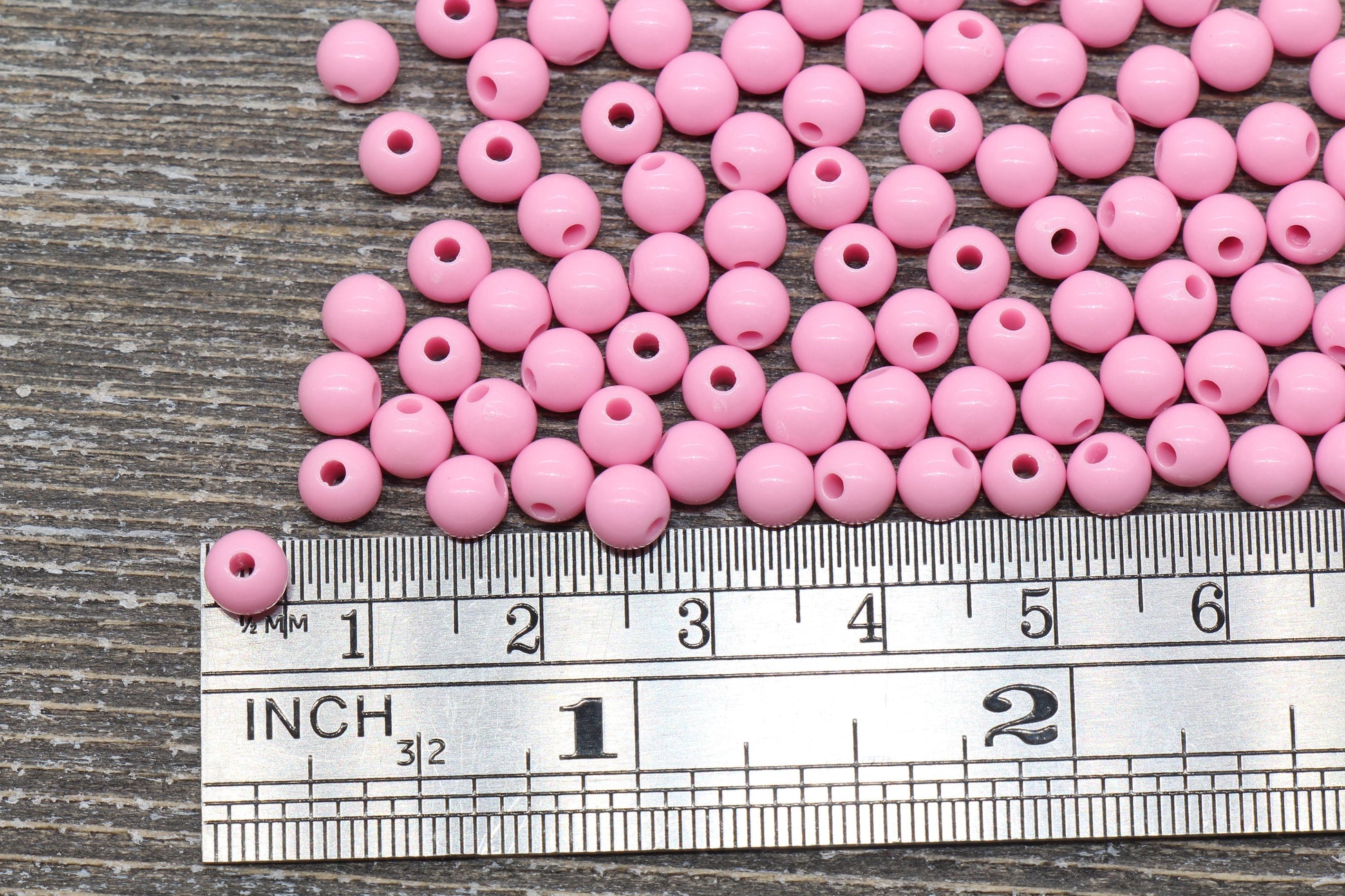 5mm Pink Gumball Beads, Pink Round Acrylic Loose Beads, Plastic Round Bubblegum Beads, Smooth Round Beads #861