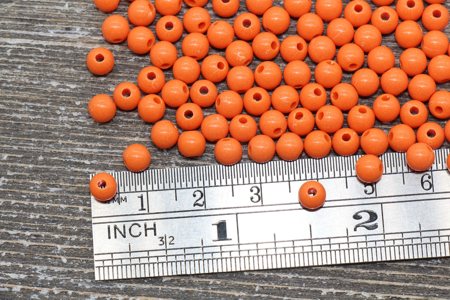 5mm Orange Gumball Beads, Orange Round Acrylic Loose Beads, Plastic Round Bubblegum Beads, Smooth Round Beads #865