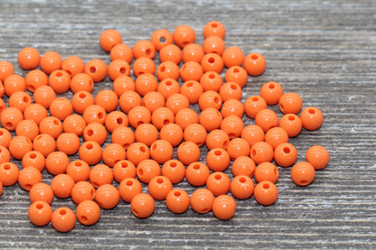 5mm Orange Gumball Beads, Orange Round Acrylic Loose Beads, Plastic Round Bubblegum Beads, Smooth Round Beads #865