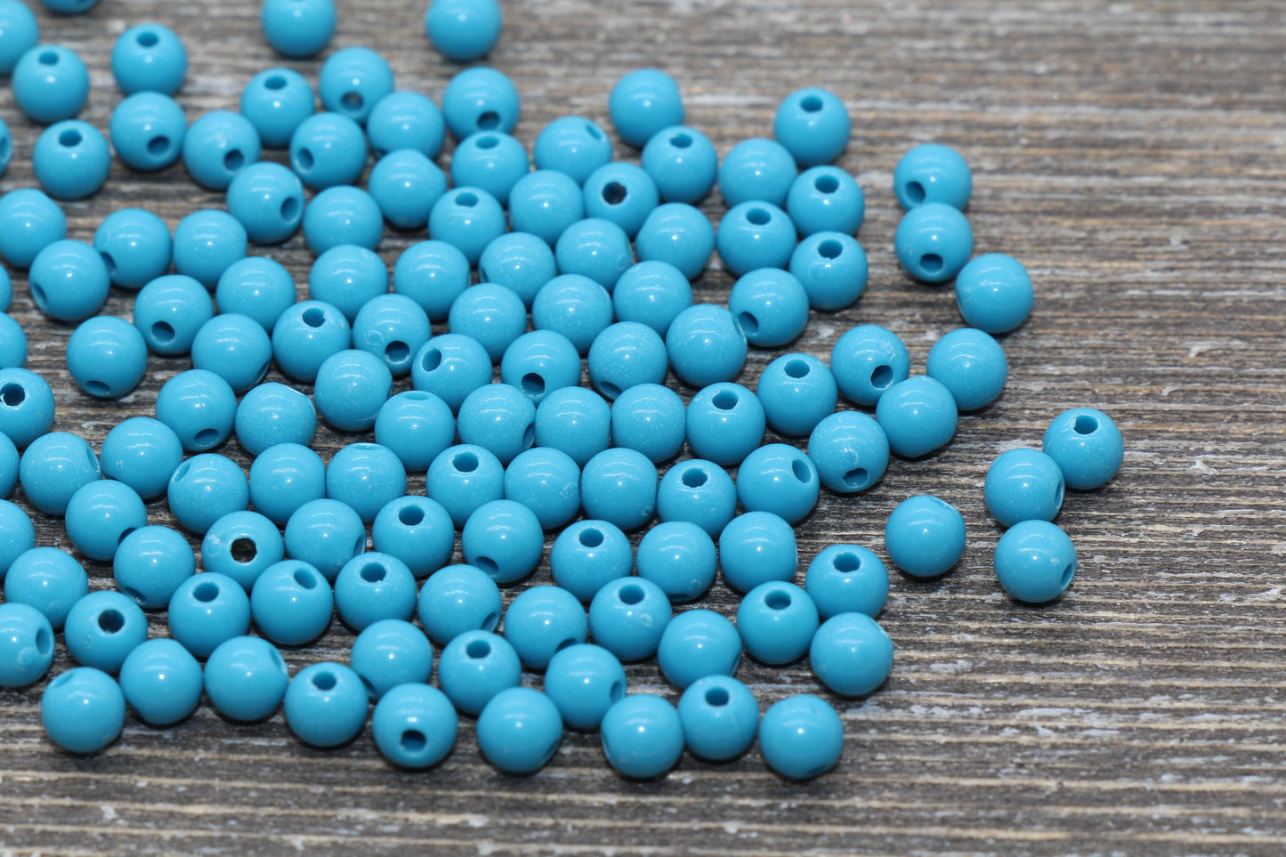 5mm Teal Gumball Beads, Teal Blue Round Acrylic Loose Beads, Plastic Round Bubblegum Beads, Smooth Round Beads #866