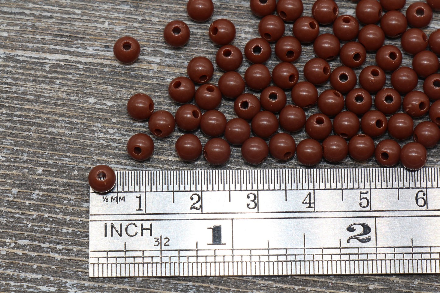 5mm Brown Gumball Beads, Brown Round Acrylic Loose Beads, Plastic Round Bubblegum Beads, Smooth Round Beads #873