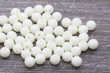 8mm Ivory Gumball Beads, Acrylic Loose Beads, Solid Bubblegum Beads, Chunky Beads, Smooth Round Plastic Beads #885