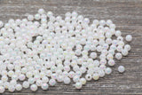 4mm White AB Round Beads, Iridescent Acrylic Gumball Beads, White Round Spacer Beads, Bubblegum Beads, Plastic Round Bead #905