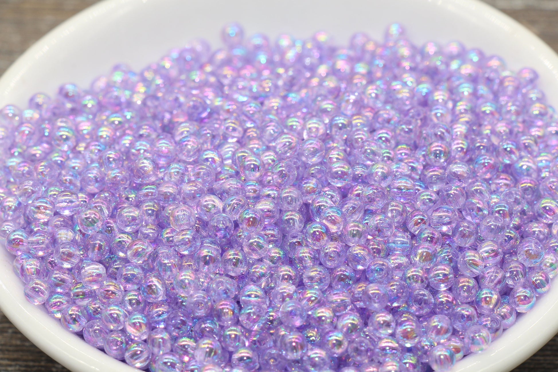 4mm Light Purple AB Round Beads, Iridescent Acrylic Gumball Beads, Transparent Round Spacer Beads, Bubblegum Beads, Plastic Round Bead #906